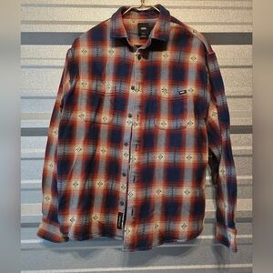 Vans Men's Red and Blue Plaid Shirt